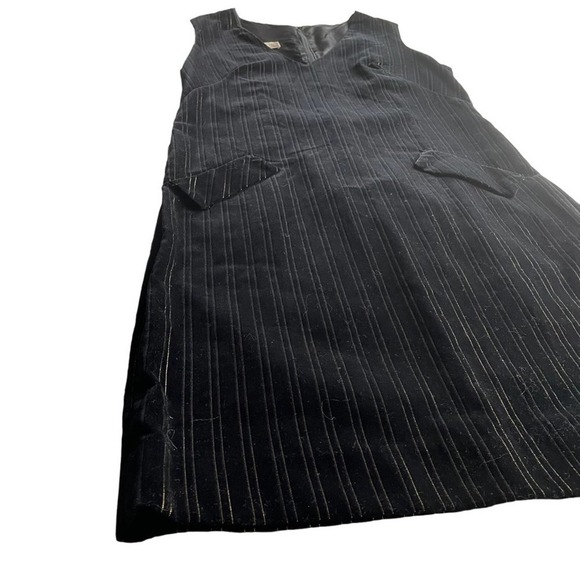PAWTUCKET Velvet Sheath Dress Black Gold Pinstripe Size Medium VINTAGE - Picture 5 of 10